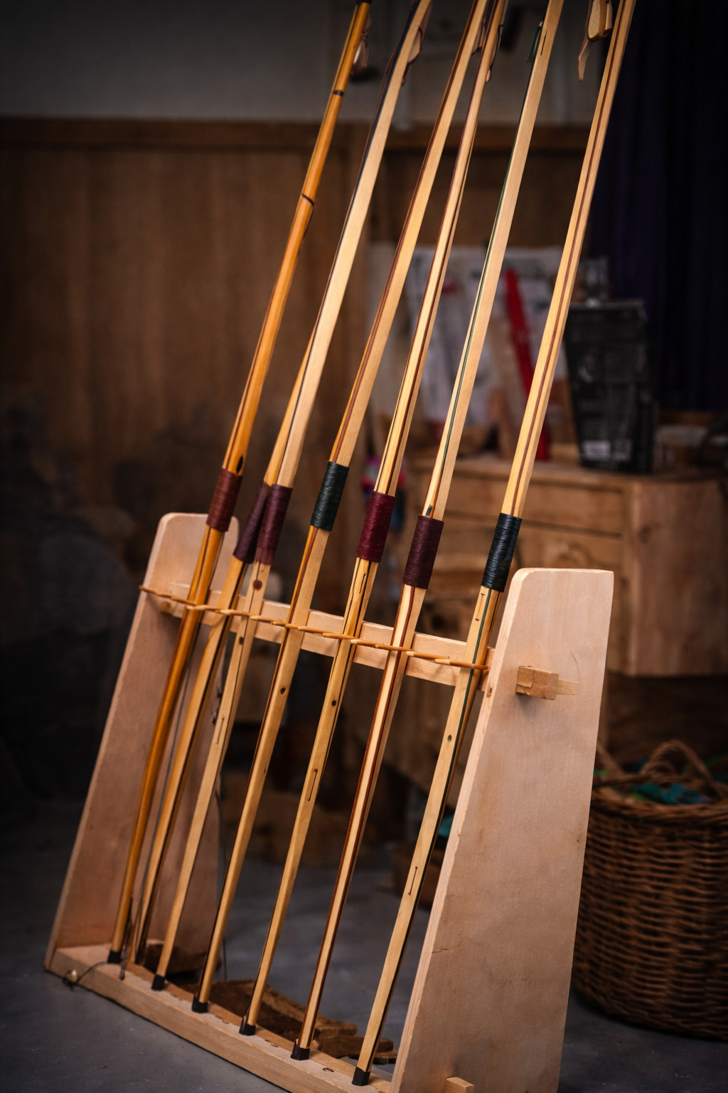 Traditional handcrafted wooden longbows