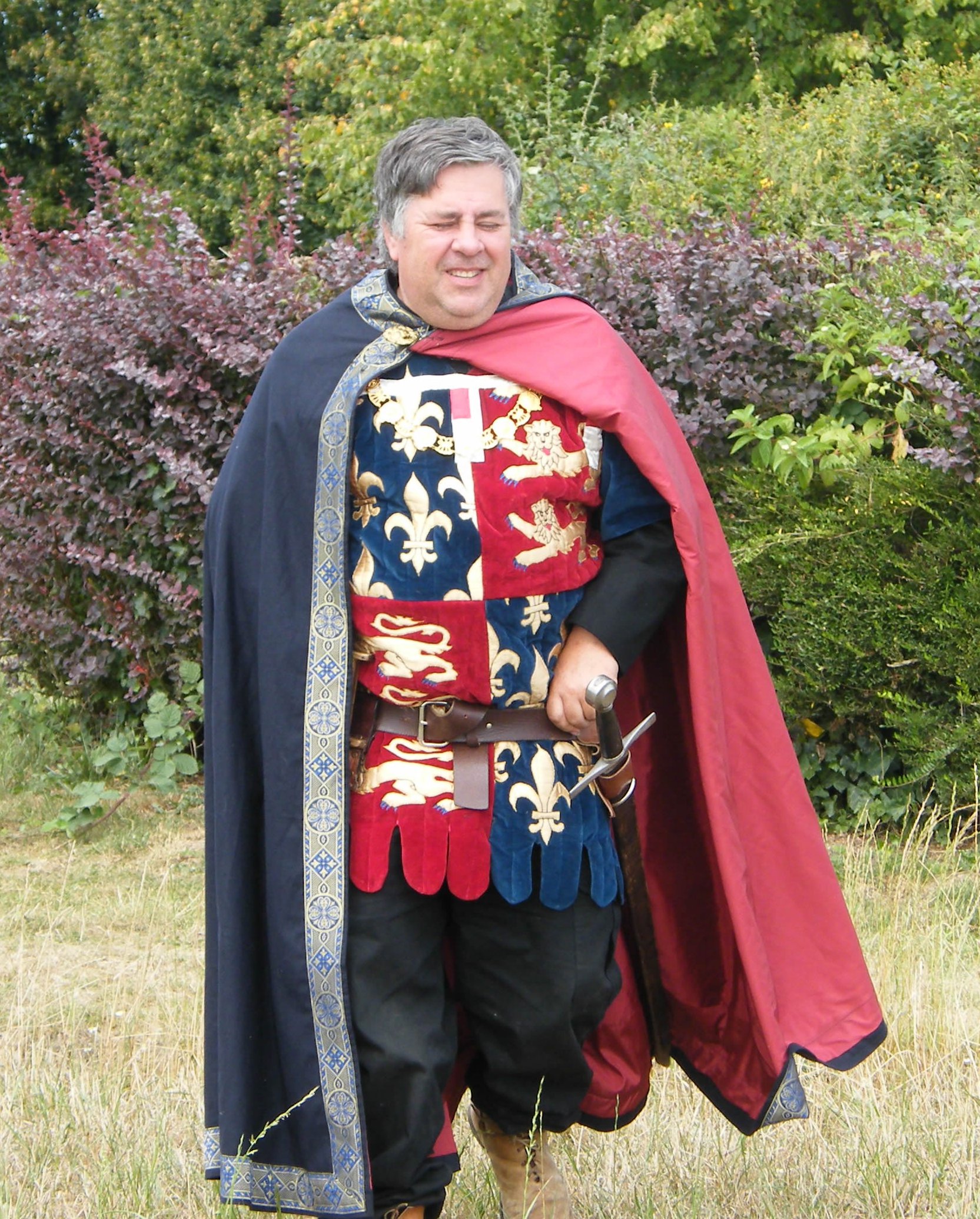 Medieval reenactment bow maker in character